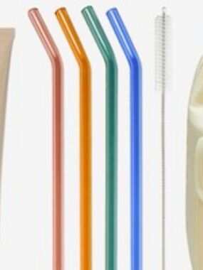 NWT Khen Multicolor Reusable Glass Straws Set